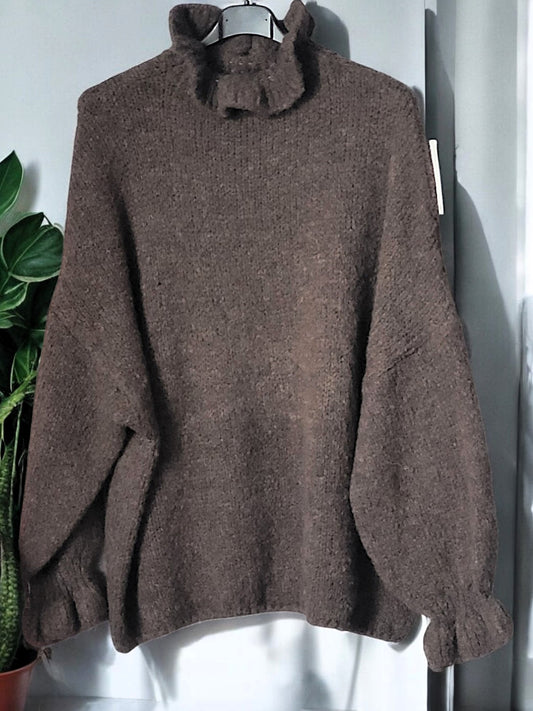 Kuschliger Strick-Pullover mit Rüschen Gr. 46 - 50 in versch. Farben