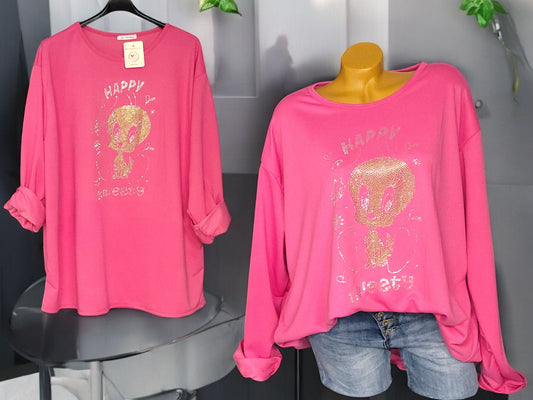 Langarm-Shirt "Happy Tweety" Gr. 46-50 in 2 Farben