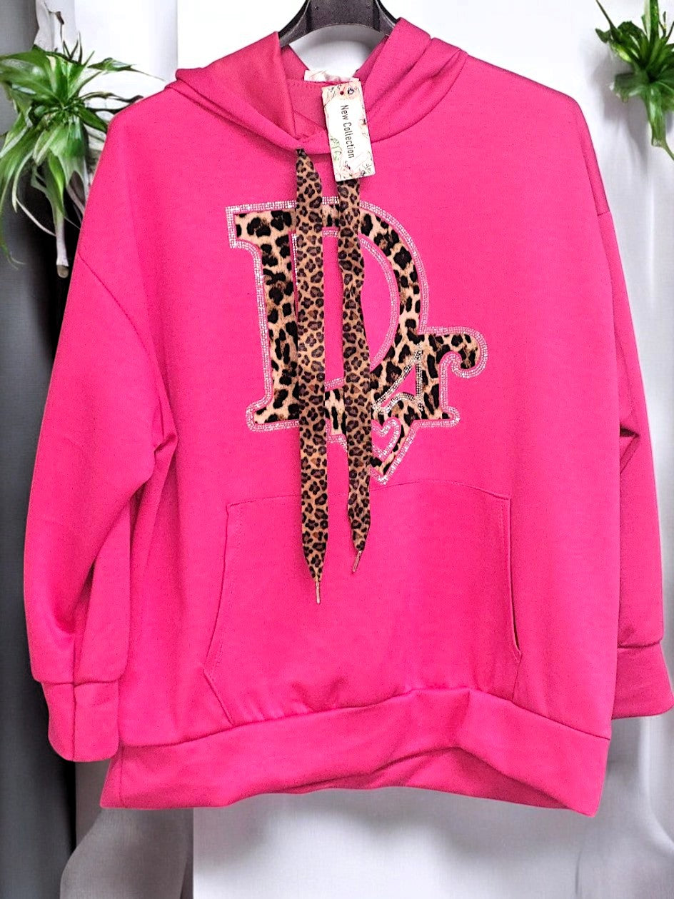 Stylisch & Bequemer Hoodie mit Leo-Details Gr. 42-46 in versch. Farben