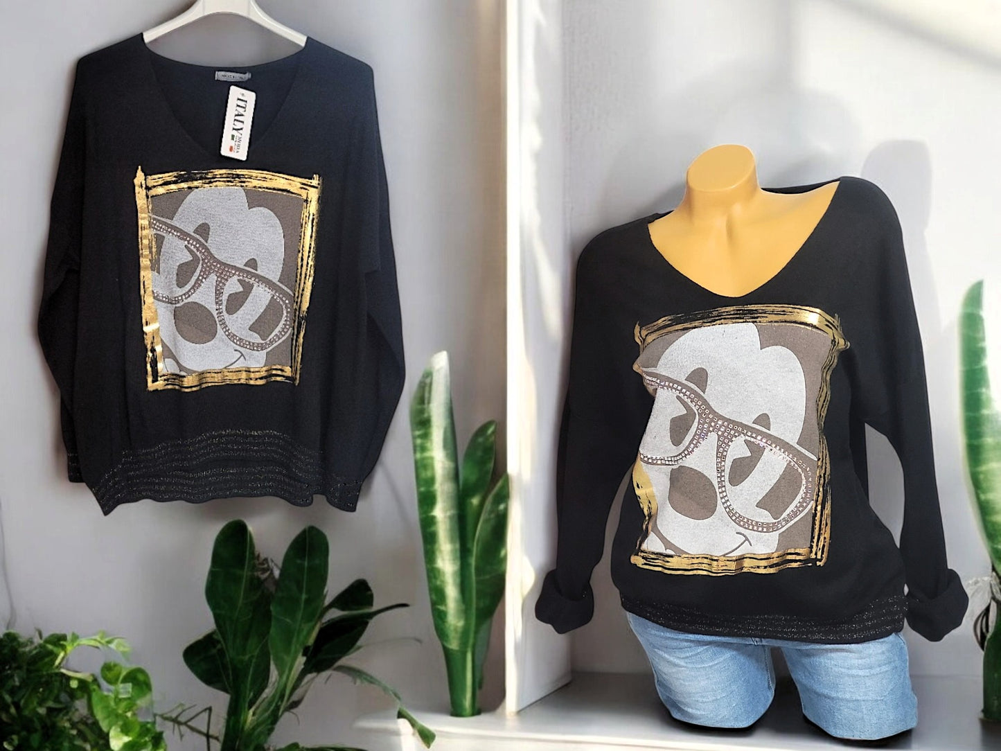 Feinstrick-Pullover mit Strass-Details Gr. 42-46 in versch. Farben