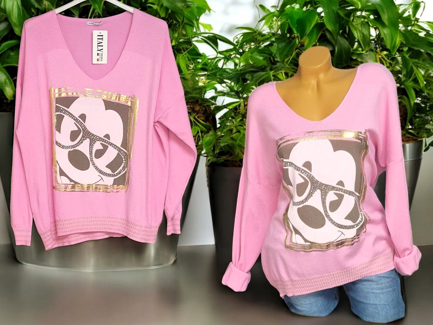 Feinstrick-Pullover mit Strass-Details Gr. 42-46 in versch. Farben