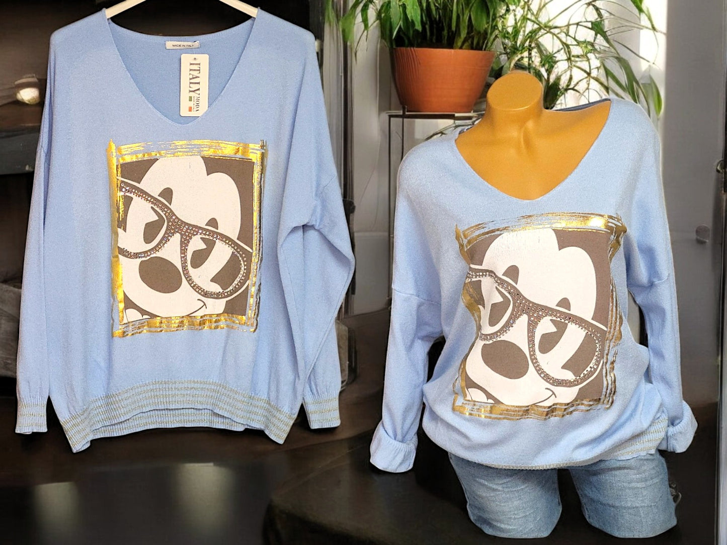 Feinstrick-Pullover mit Strass-Details Gr. 42-46 in versch. Farben