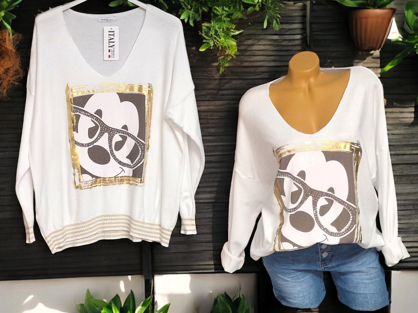 Feinstrick-Pullover mit Strass-Details Gr. 42-46 in versch. Farben