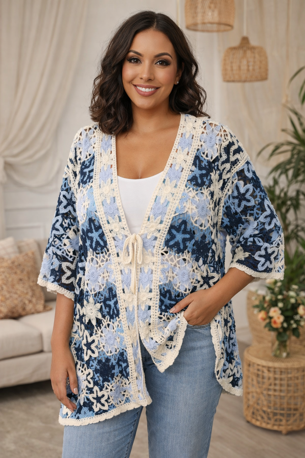 🌸✨ Häkel-Cardigan Damen Gr. 42–46 | 3 Farben | Boho Style Must-Have ✨🌸