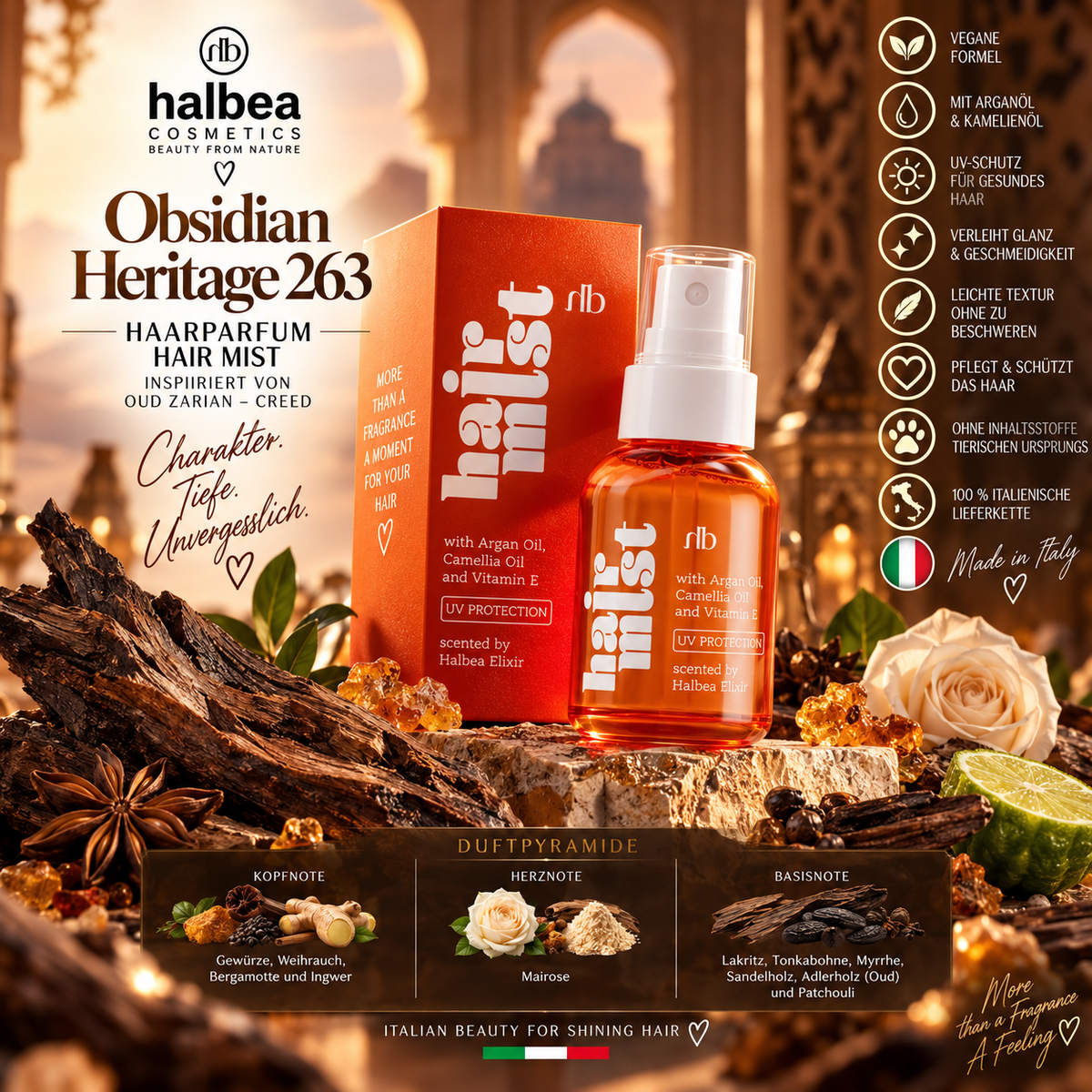 🖤✨ Obsidian Heritage 263 – Haarparfum Hair Mist 50 ml ✨🖤 🌿 Inspiriert von Oud Zarian – Creed