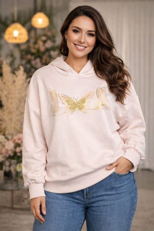 Butterweicher Hoodie mit Gold-Print Schmetterlinge Gr. 42-46 in versch. Farben