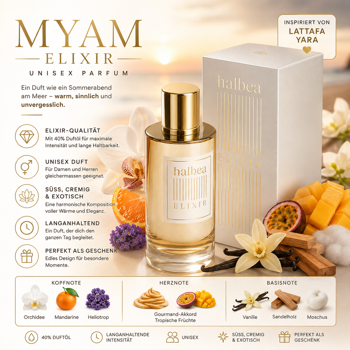 ✨ MYAM Elixir – Unisex Parfum 35 ml 🌸🌅 Inspiriert von Lattafa Yara 💖