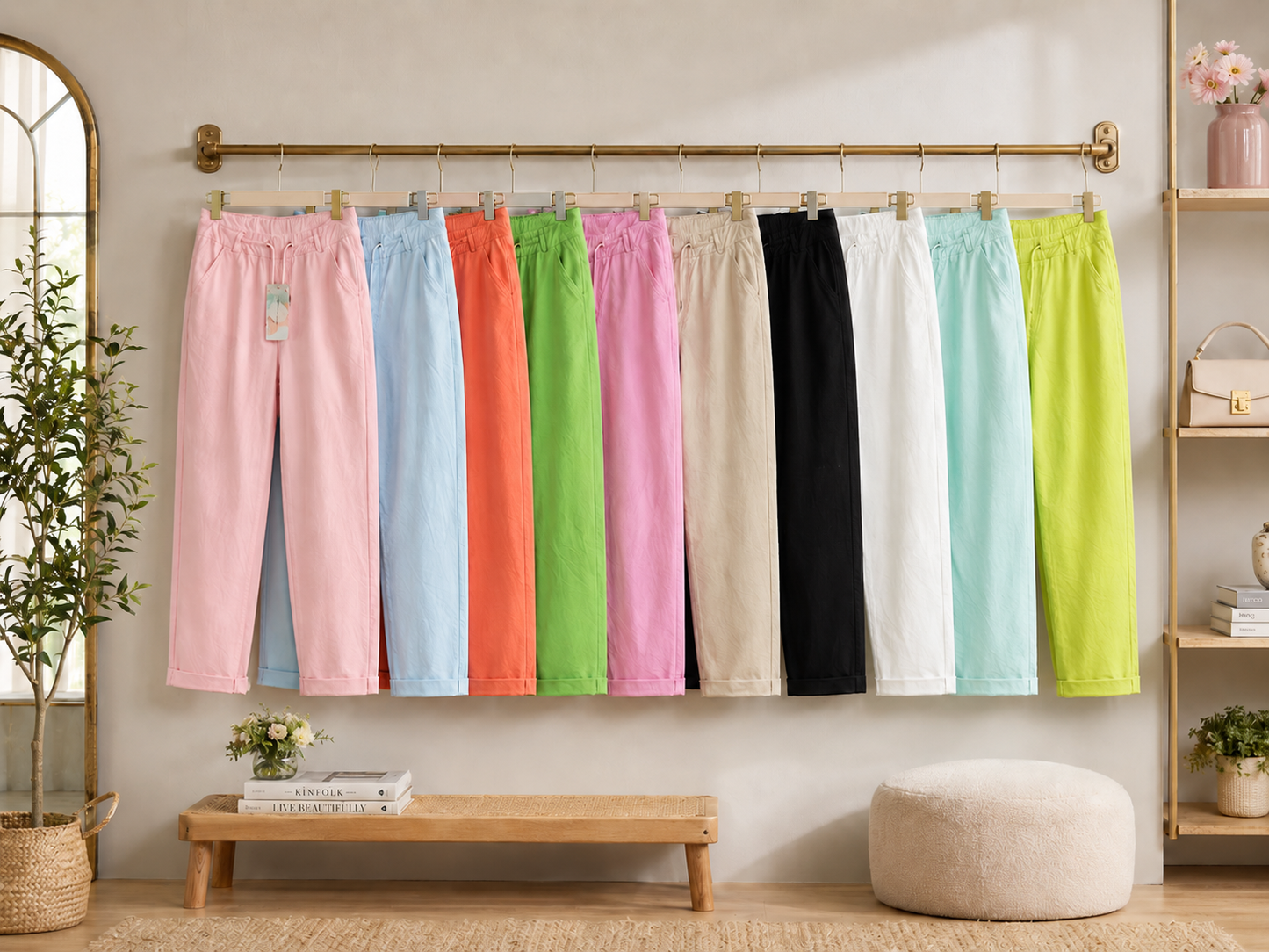 🌈 Lieblingshose Damen | Gr. 44–48 | Bequeme Sommerhose mit Kordelzug 💚 10 Farben ✨