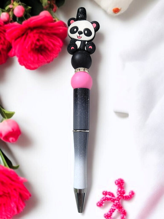 🐼✨ Panda‑Glitter Kugelschreiber – 1 Variante – handgefertigtes UNIKAT 🖊️🎁