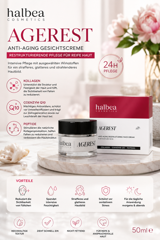 ✨ AGEREST – Restrukturierende Anti-Aging Gesichtscreme für reife Haut – 50 ml ✨
