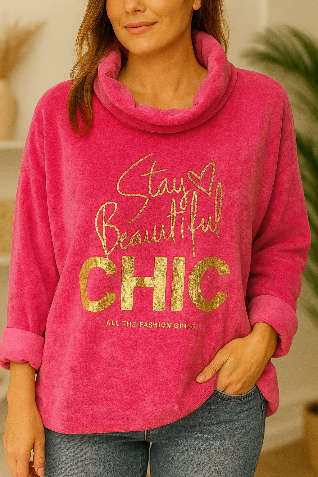 🌟 Kuscheliger Feincord-Oversize-Sweater "Stay Beautiful CHIC" | 4 Farben | Einheitsgröße 42-46 🌟