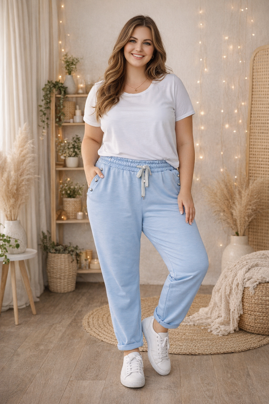 💙 Comfy Glam Jogpants – Einheitsgröße 48–54 ✨👖
