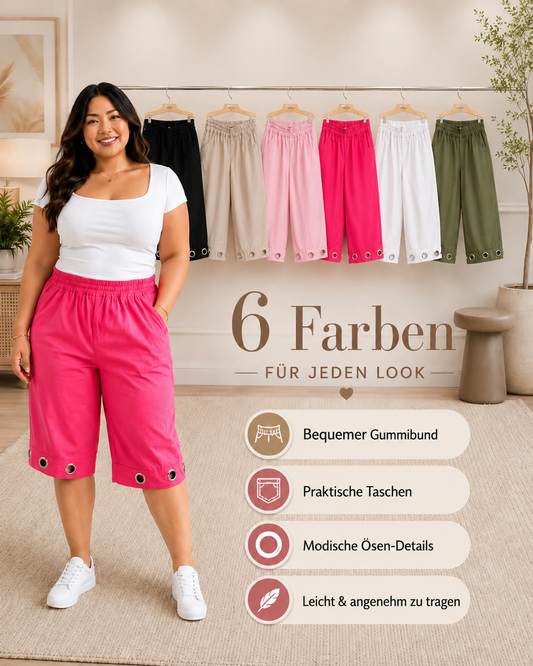 🩷👖 Capri-Hose mit Ösen-Details – Gr. 44–48 ✨🌸