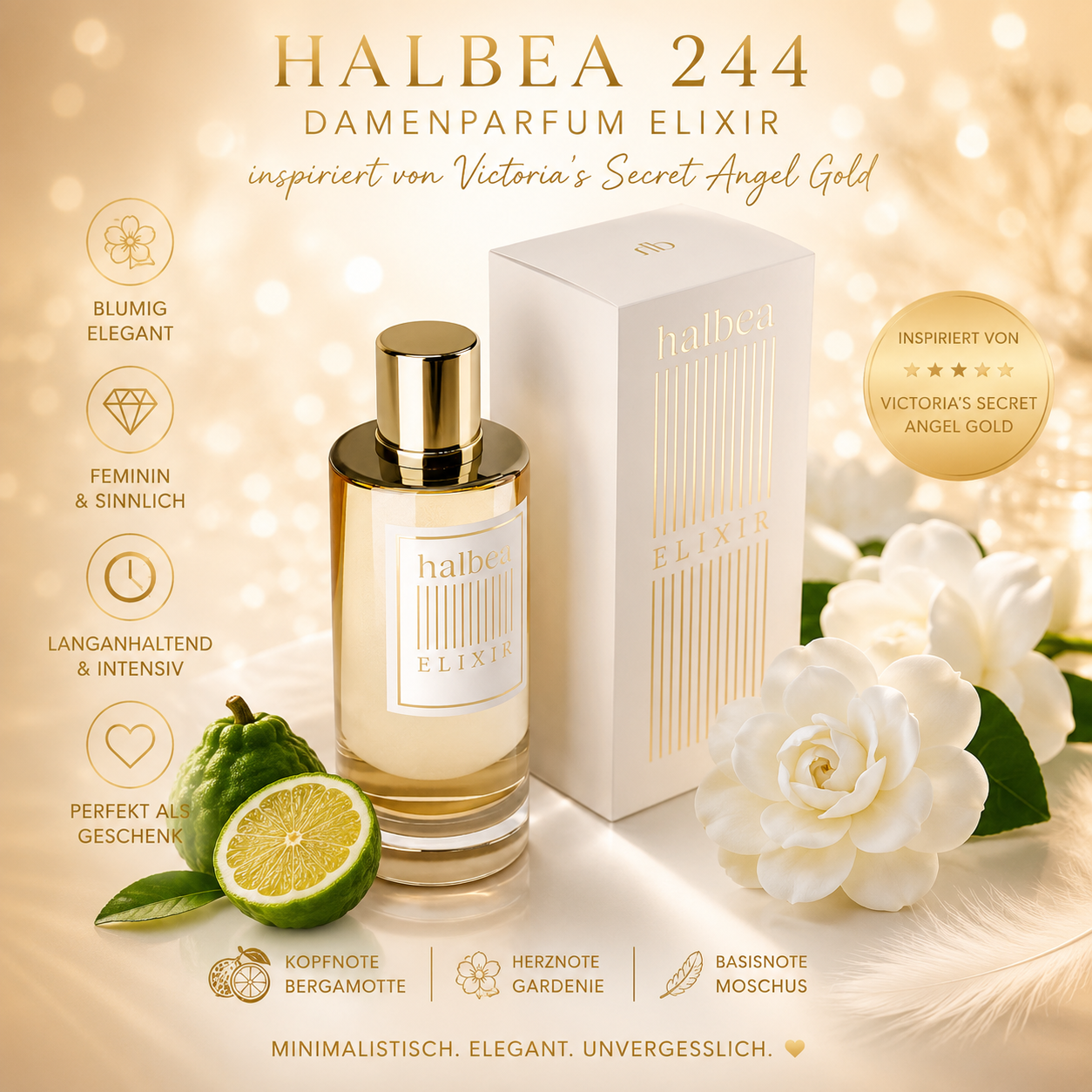 ✨ Halbea 244 Damenparfum Elixir 35 ml ✨ 🌸 Inspiriert von Victoria's Secret – Angel Gold 🌸