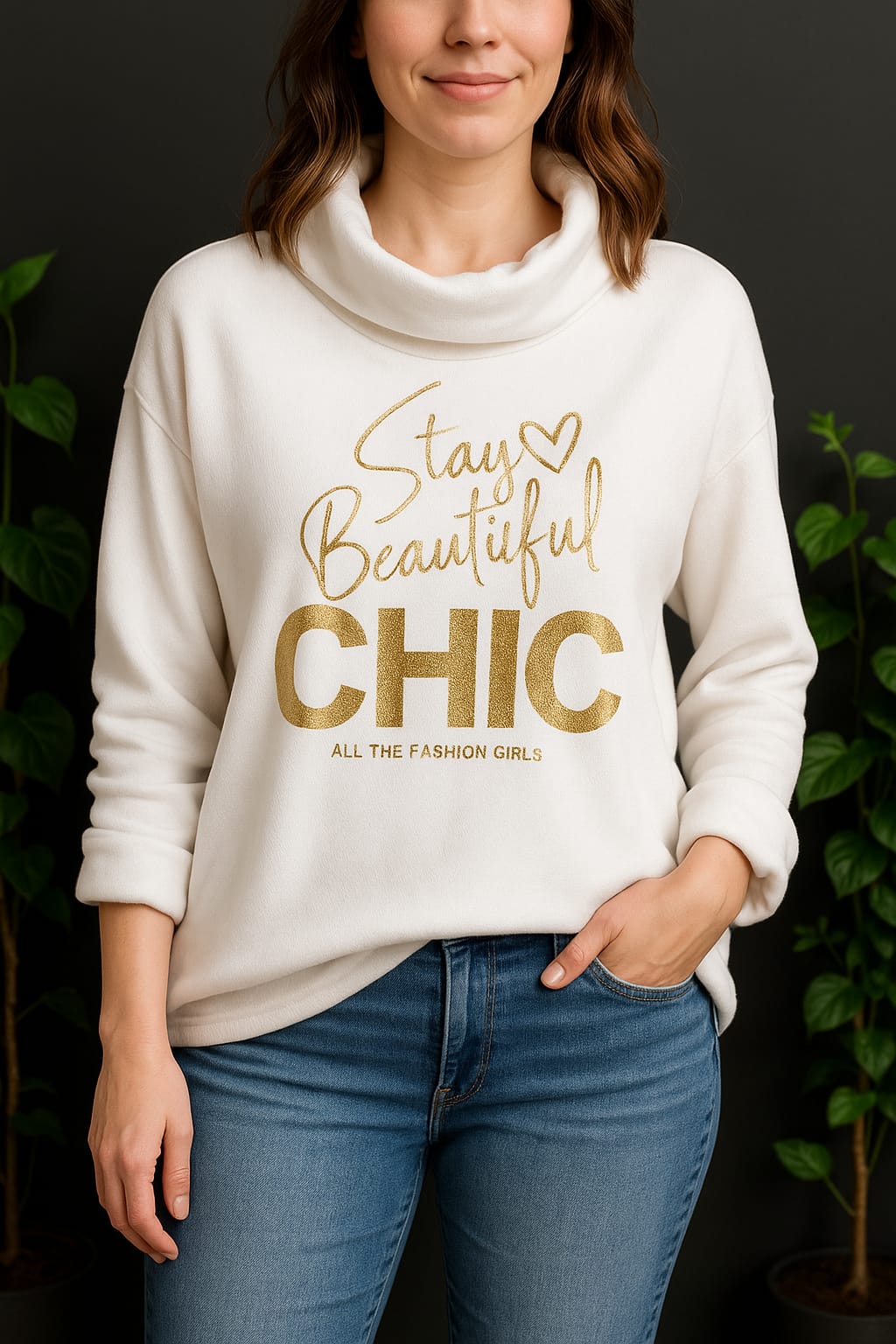 🌟 Kuscheliger Feincord-Oversize-Sweater "Stay Beautiful CHIC" | 4 Farben | Einheitsgröße 42-46 🌟