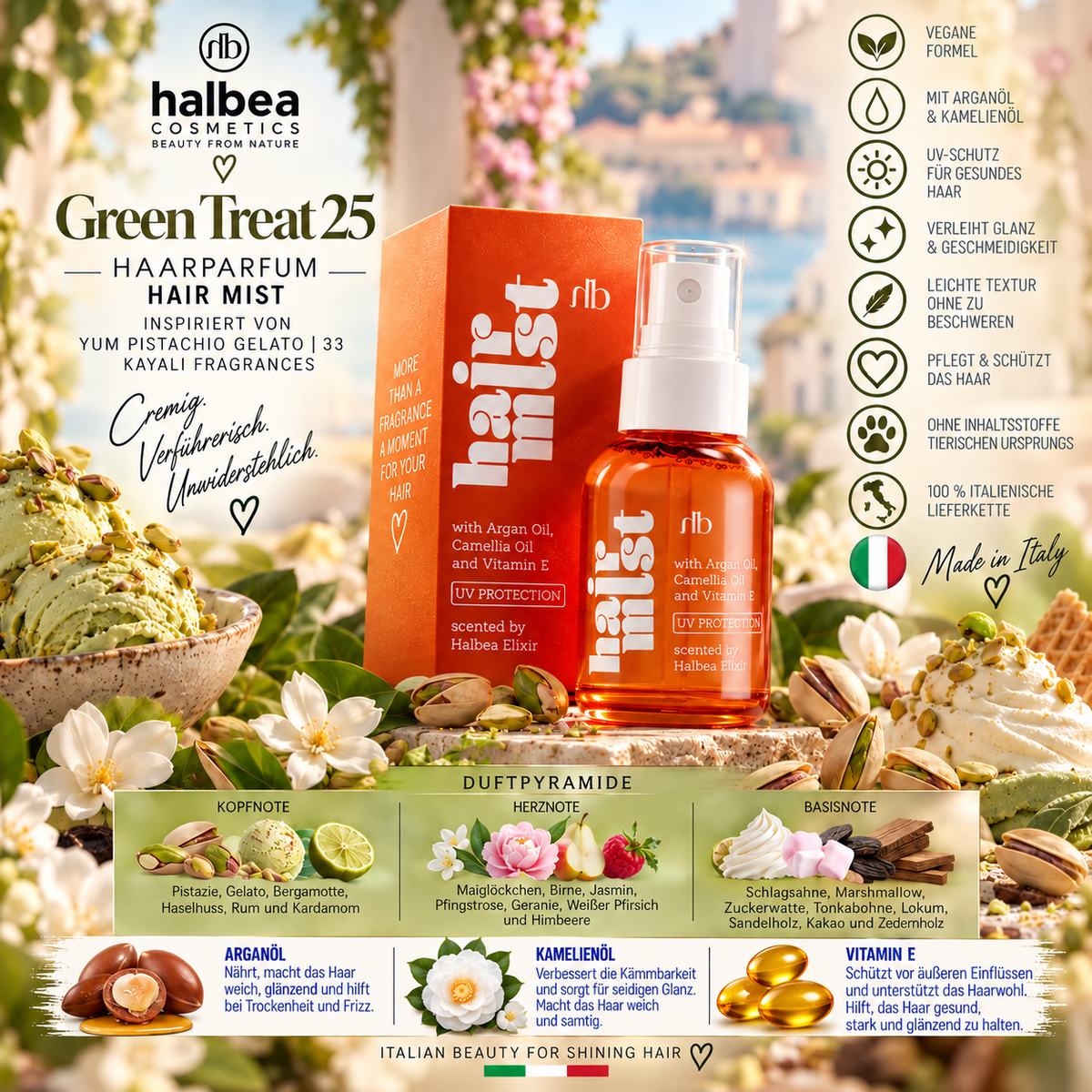💚🍨 Green Treat 25 – Haarparfum 50 ml 🍨💚 ✨ Inspiriert von Yum Pistachio Gelato | 33 – Kayali Fragrances ✨
