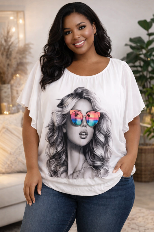 🌟 Stylische Motiv-Flatterbluse – Verschiedene Designs | Größe 42–48