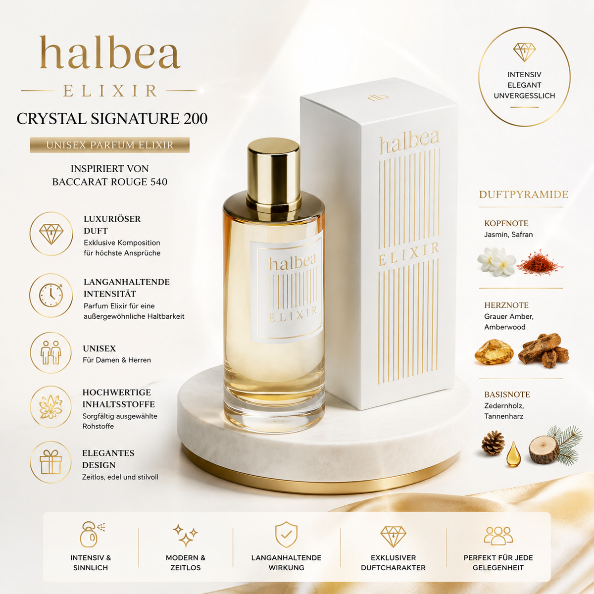✨ Crystal Signature 200 – Unisex Parfum Elixir ✨ 🌟 Inspiriert von Baccarat Rouge 540 (Maison Francis Kurkdjian)
