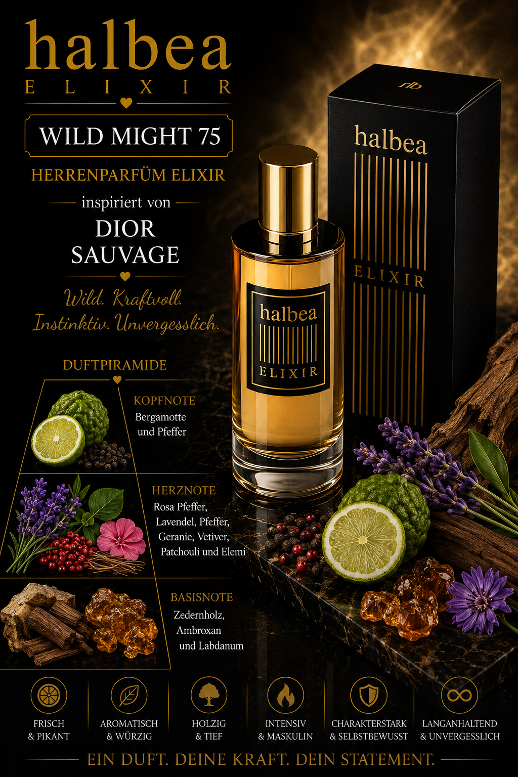 🖤 WILD MIGHT 75 – HERRENPARFUM ELIXIR 🖤 ✨ Inspiriert von Dior – Sauvage ✨