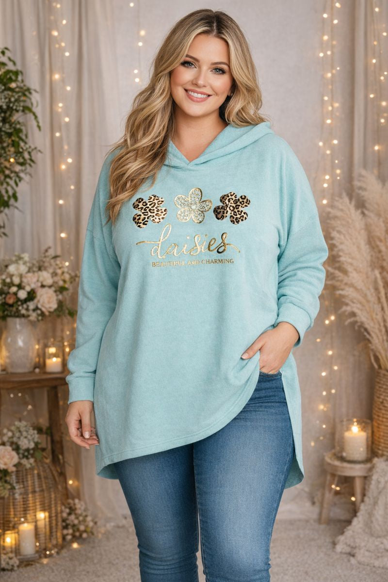 🌼 Feincord-Hoodie mit Gold-Print – 5 Farben – Gr. 52–56 🌼