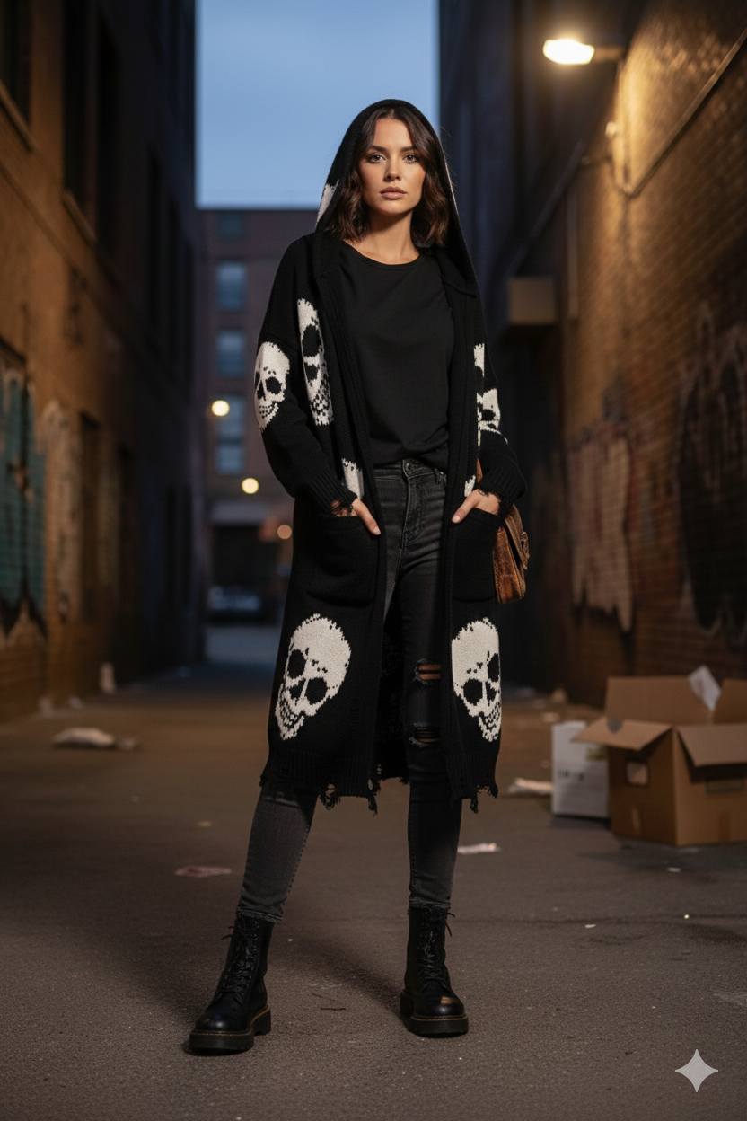 🖤 Destroyed Skull Cardigan – Größe 48–54 🖤