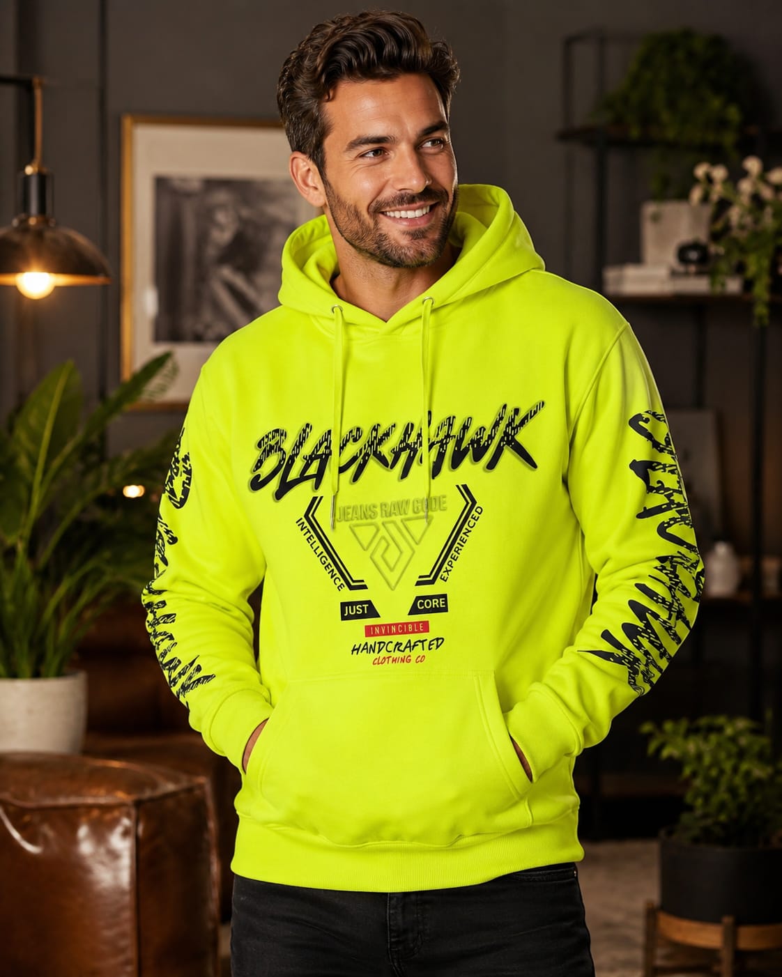 💚⚡ BLACKHAWK Herren-Hoodie – Neon, massiv & alles andere als langweilig! ⚡💚