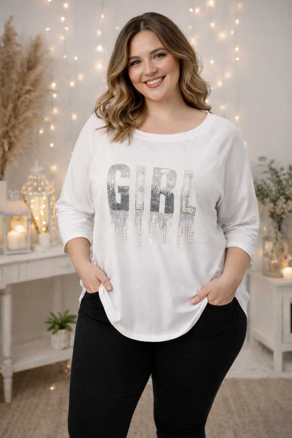 ✨ Trendiges „GIRL“-Shirt mit funkelnden Details ✨