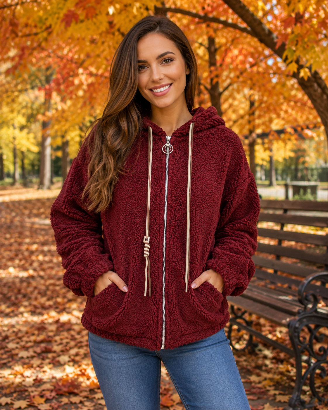 🧸 Teddy-Kapuzenjacke – 5 Farben – Gr. 38–46 tragbar ✨