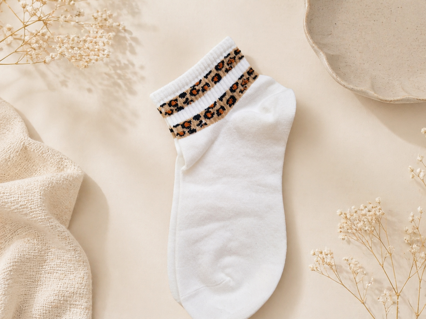 🧦🐆 Sport Söckchen mit Leo-Style Bündchen – Gr. 36–41 – 2 Farben! 🤍🖤