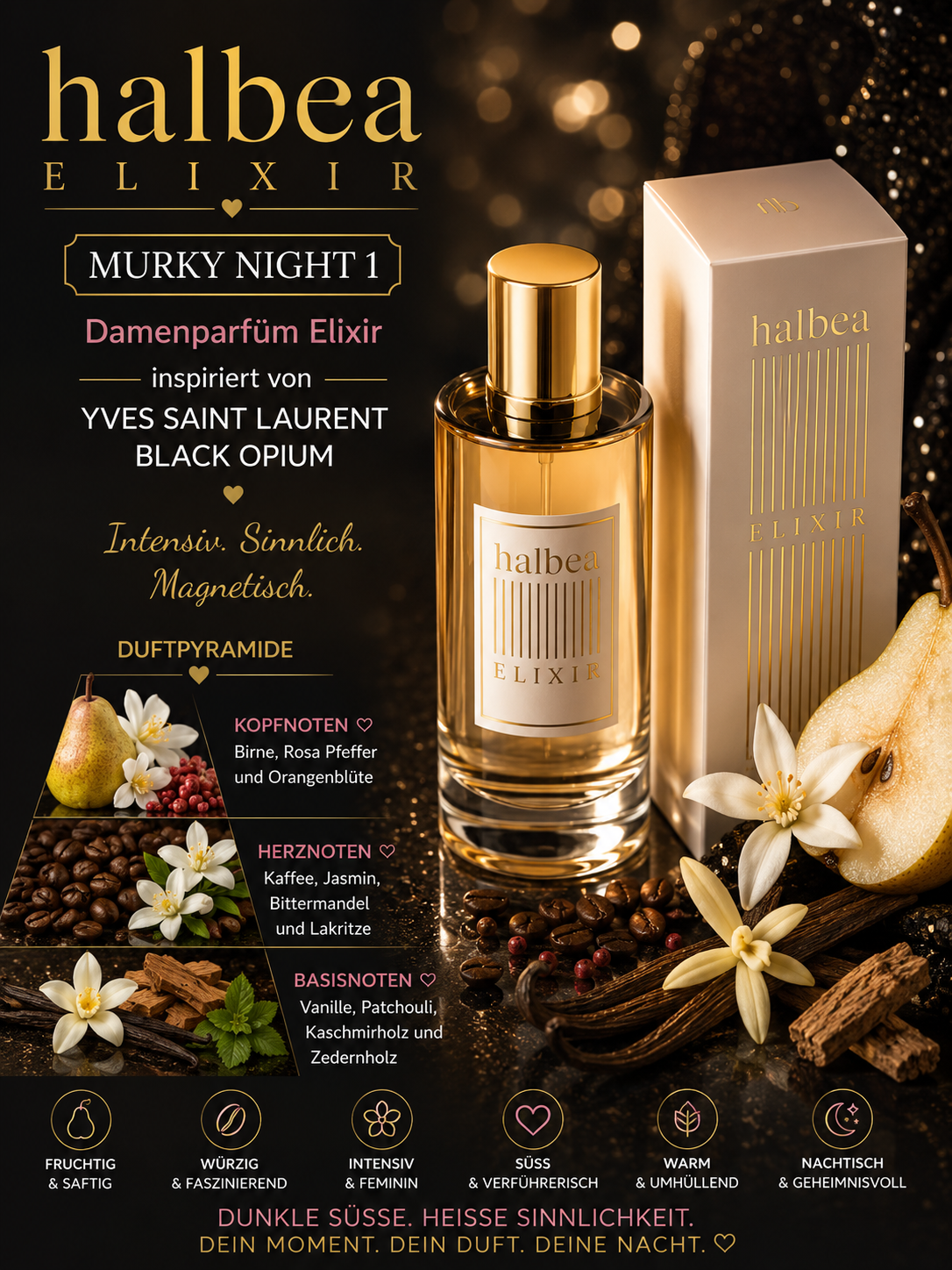 🖤✨ Murky Night 1 – Damenparfum Elixir – inspiriert von Yves Saint Laurent Black Opium ✨🖤