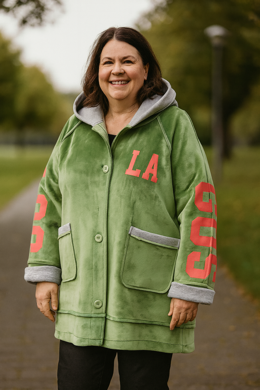 Kapuzen-Jacke „Los Angeles“ – Gr. 48–54 🤍🧥✨