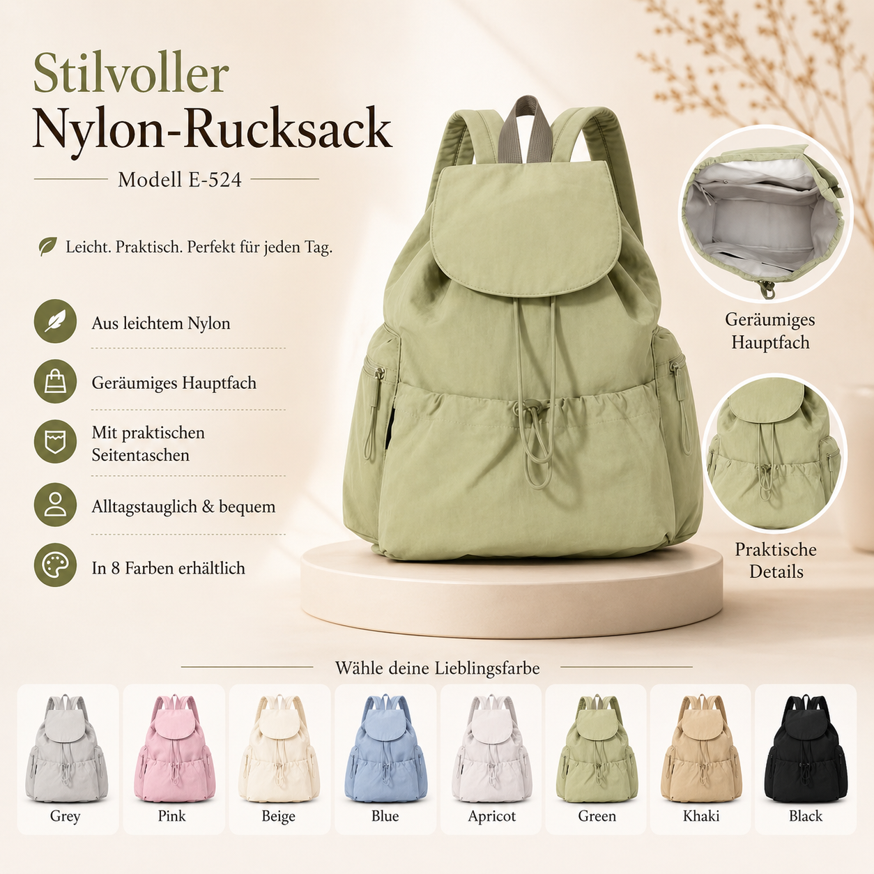 ✨ Stilvoller Nylon-Rucksack ✨