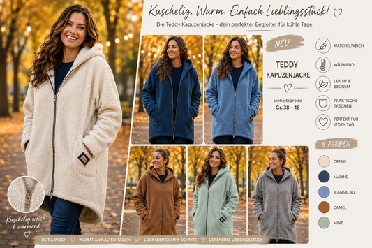 🧸✨ Teddy-Kapuzenjacke – Gr. 42–46 tragbar ✨🧸 💞 Kuschelig. Stylisch. Alltagstauglich. 💞