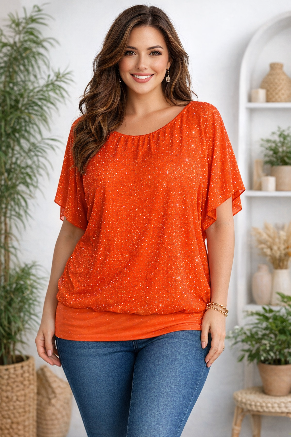 ✨ Flatterbluse mit Strass – stilvoll & bequem von Gr. 42–48 ✨