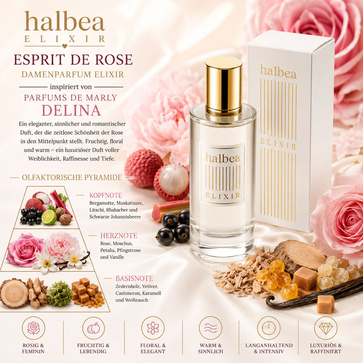 🌹 Esprit de Rose – Damenparfum Elixir – inspiriert von Parfums de Marly Delina 🌹