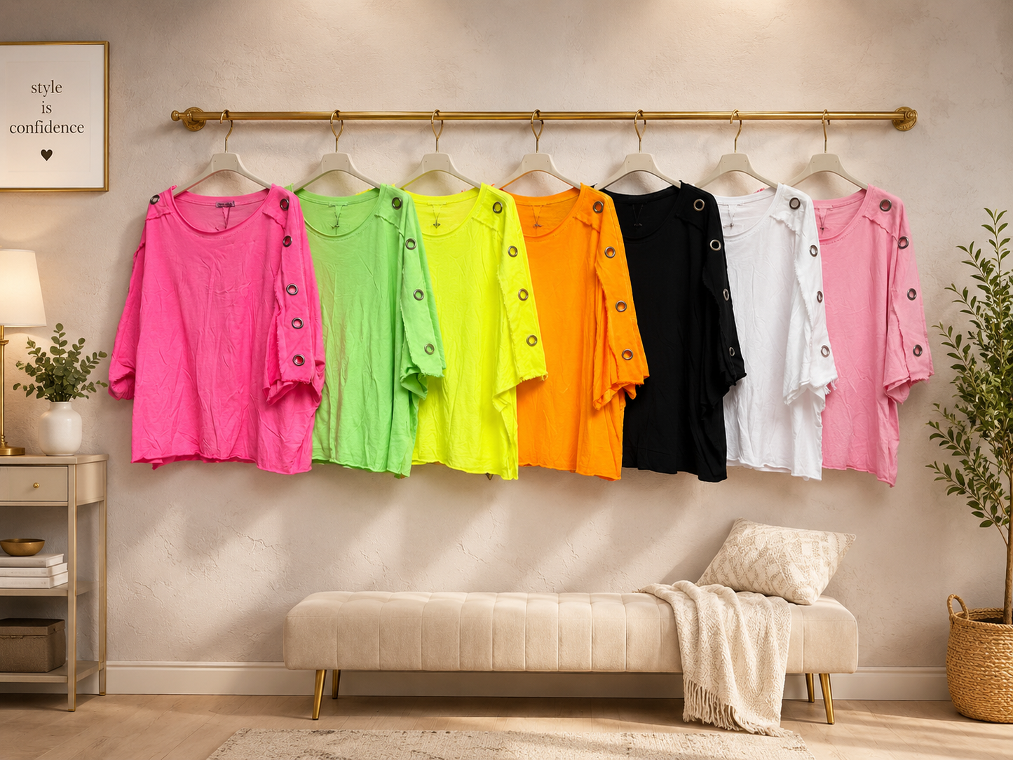💖 Oversize Shirt mit Ösen-Details | Gr. 38–46 | 7 Farben 🌈✨