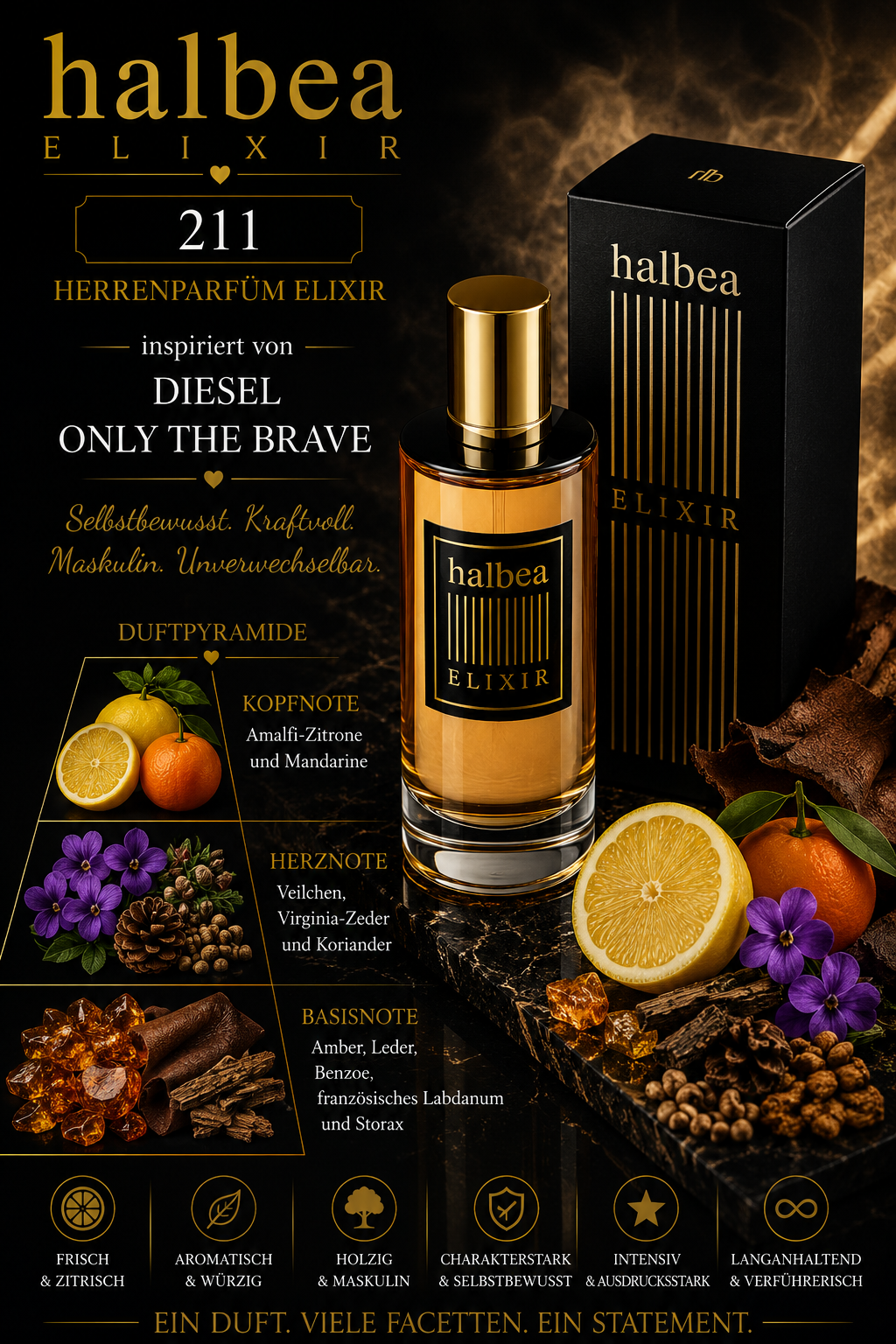 🖤🔥 Halbea 211 – Herrenparfum Elixir | inspiriert von Diesel Only The Brave 🔥🖤
