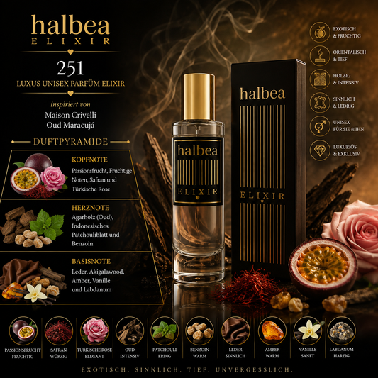 💜🔥 Halbea 251 – Unisex Parfum Elixir | inspiriert von Maison Crivelli „Oud Maracujá“ 🔥💜