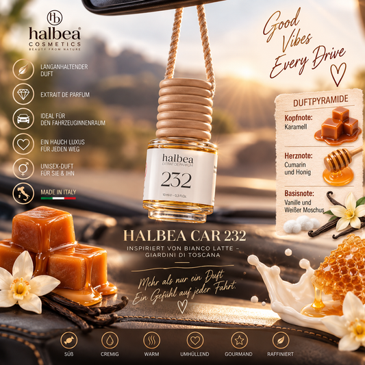 🚗✨ Halbea Car 232 – Auto-Lufterfrischer 10 ml ✨🚗 🤍 Unisex  Inspiriert von Bianco Latte – Giardini di Toscana 🍯🤍