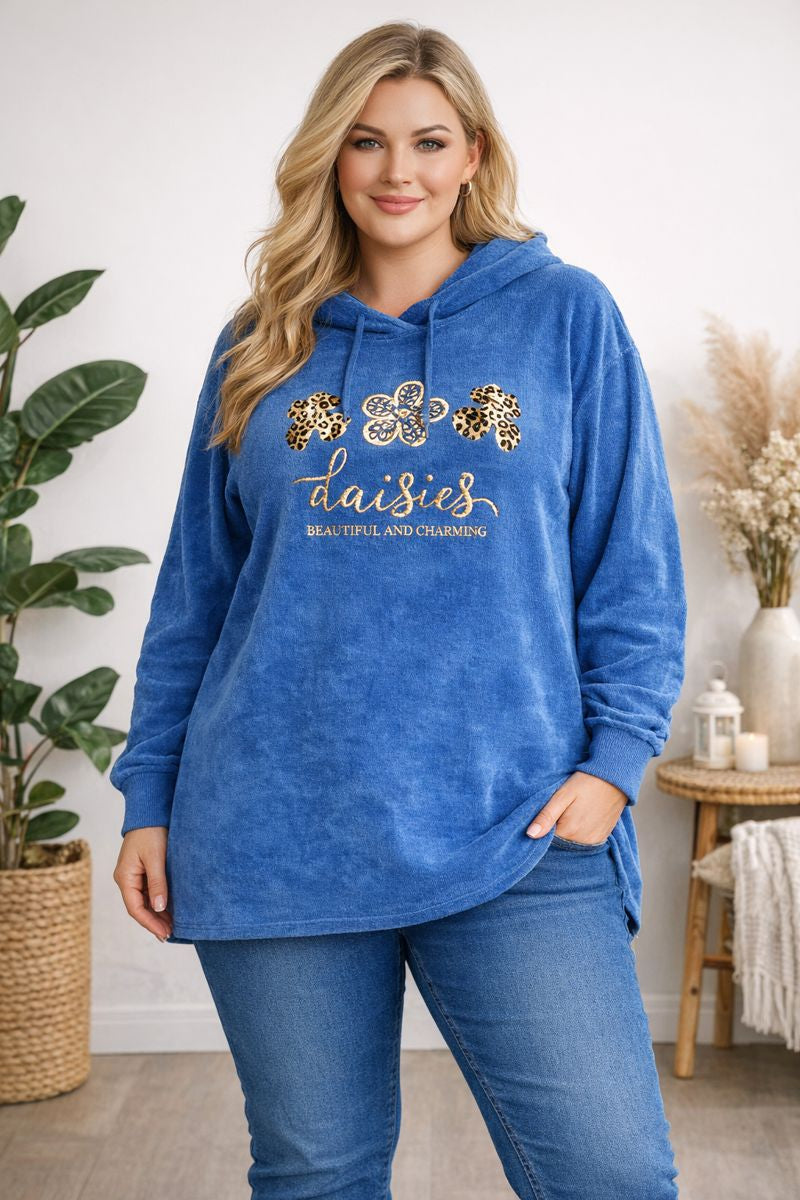 🌼 Feincord-Hoodie mit Gold-Print – 5 Farben – Gr. 52–56 🌼