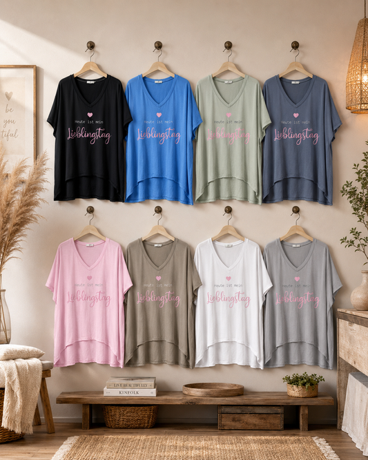 💕 „Heute ist mein Lieblingstag“ Oversize Shirt Gr. 42–48 ✨ Locker & bequem 🛍️