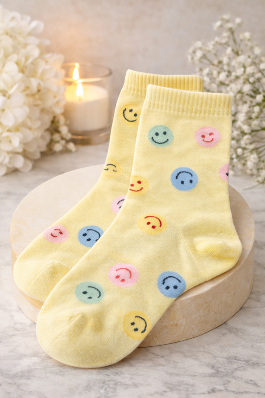 🧦 Damen Socken Smiley Design – Größe 38–41 – Mehrfarbig 🌈✨