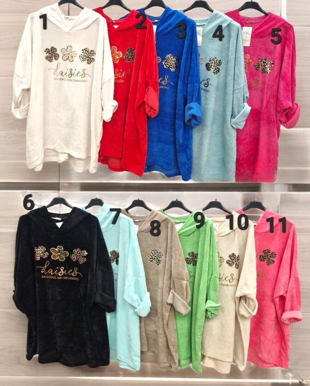 Feincord-Hoodie "Daisies..." Gr. 52 - 56 in versch. Farben