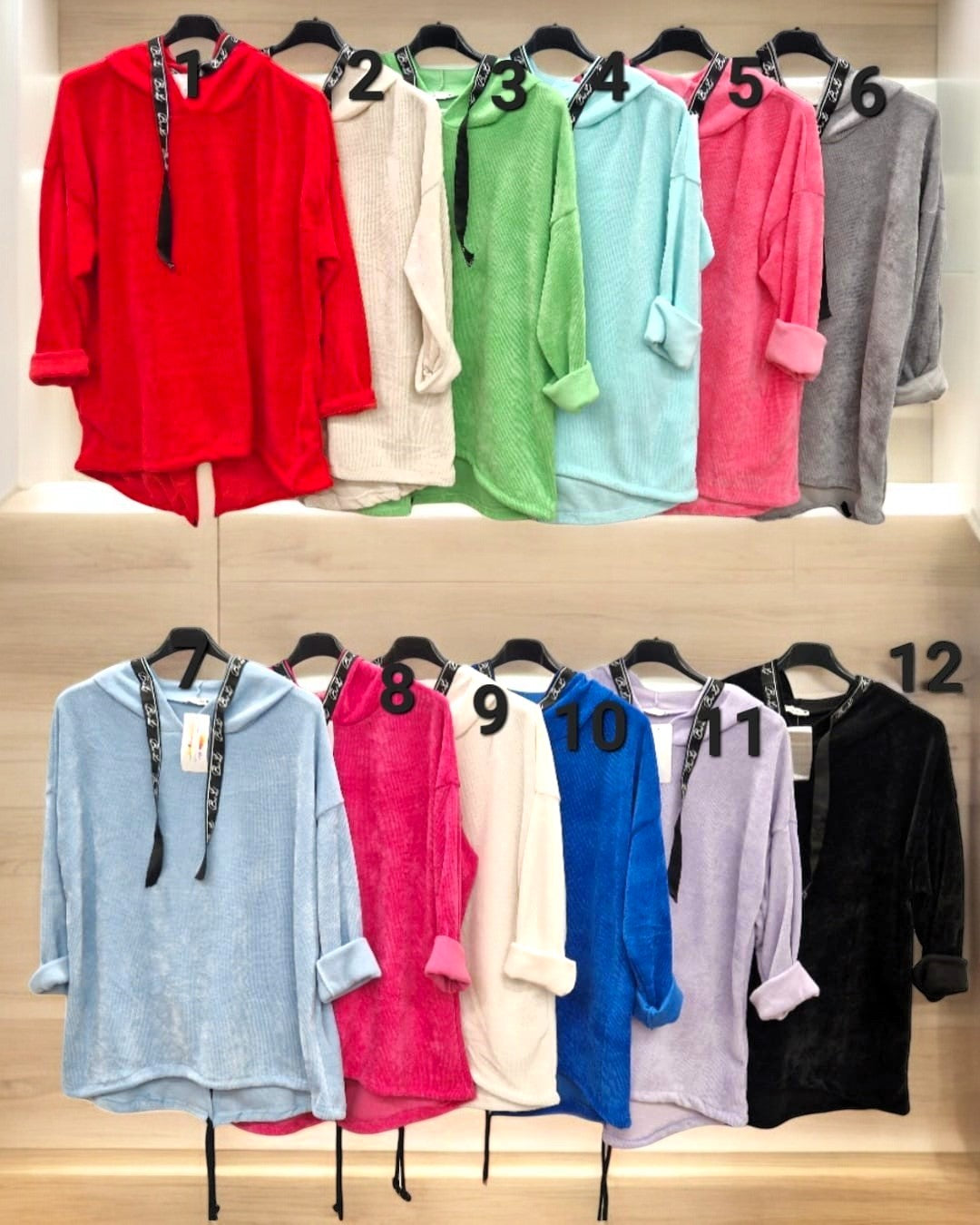 Feincord-Hoodie Uni mit Spruchband Gr. 42 - 46 in versch. Farben