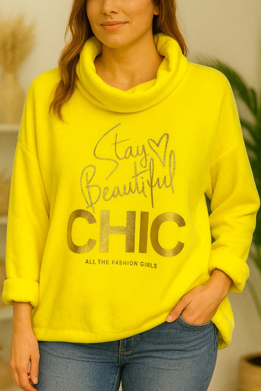 🌟 Kuscheliger Feincord-Oversize-Sweater "Stay Beautiful CHIC" | 4 Farben | Einheitsgröße 42-46 🌟