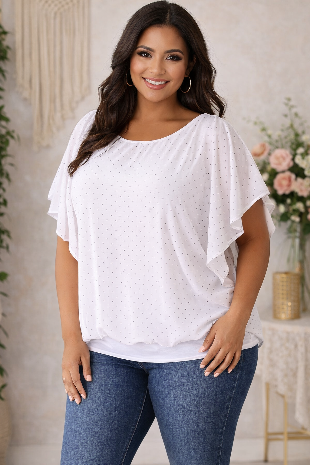 ✨ Flatterbluse mit Strass – stilvoll & bequem von Gr. 42–48 ✨