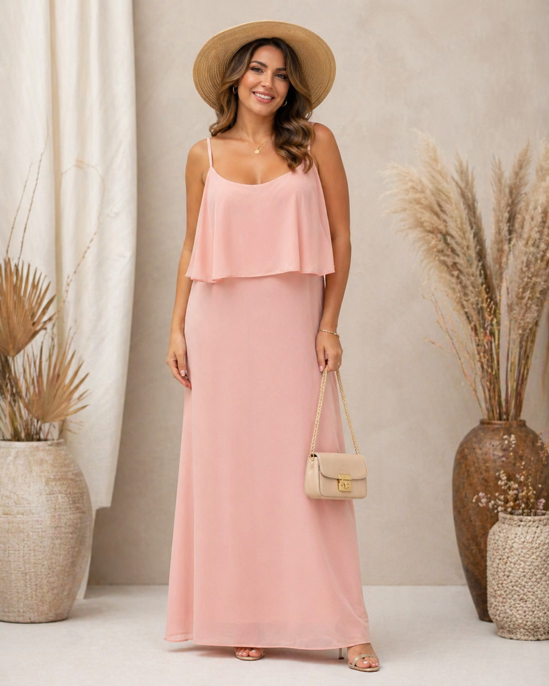 🌈 6 Farben – Luftiges Maxikleid mit Volant ✨ Größe 42–48 💃