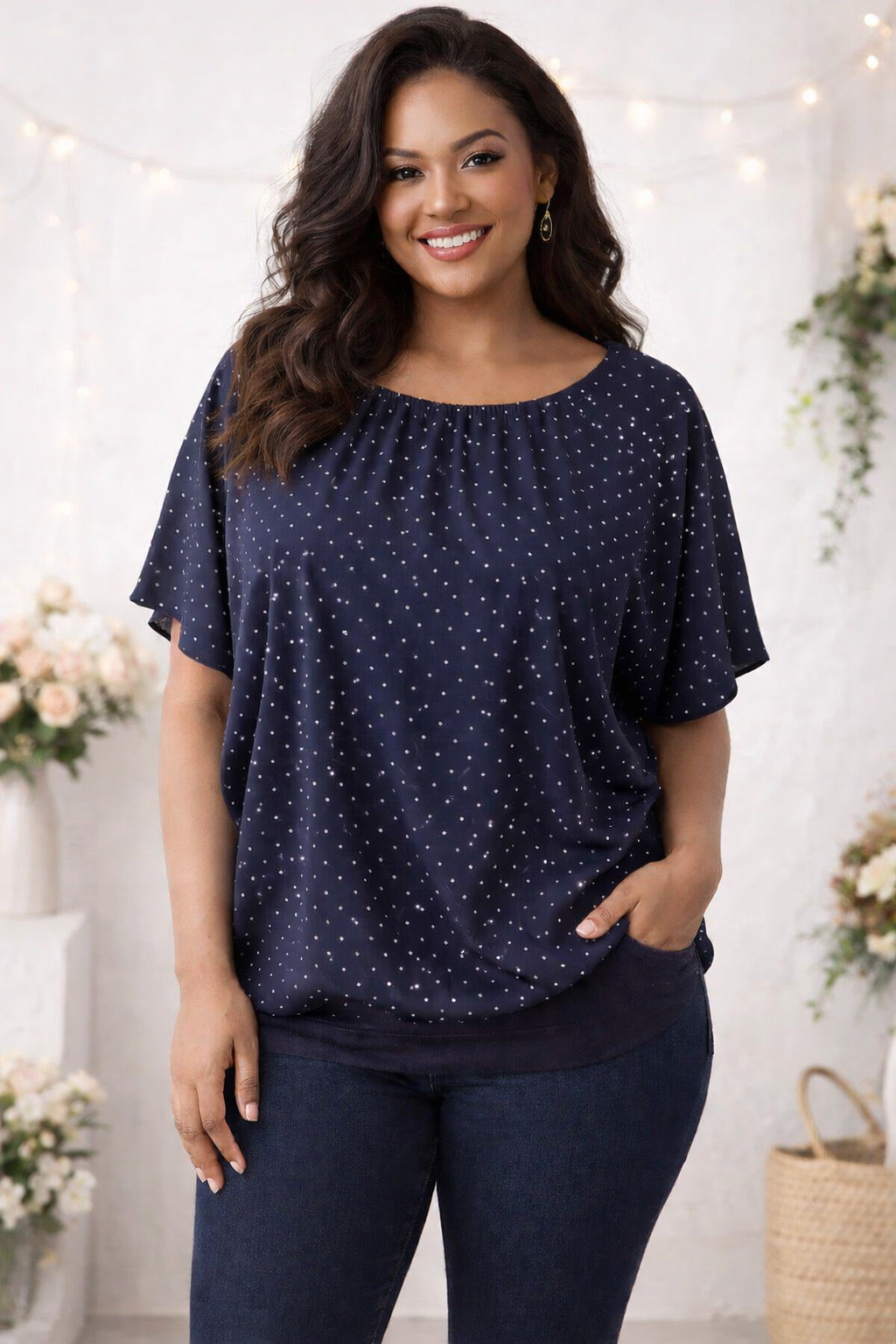✨ Flatterbluse mit Strass – stilvoll & bequem von Gr. 42–48 ✨