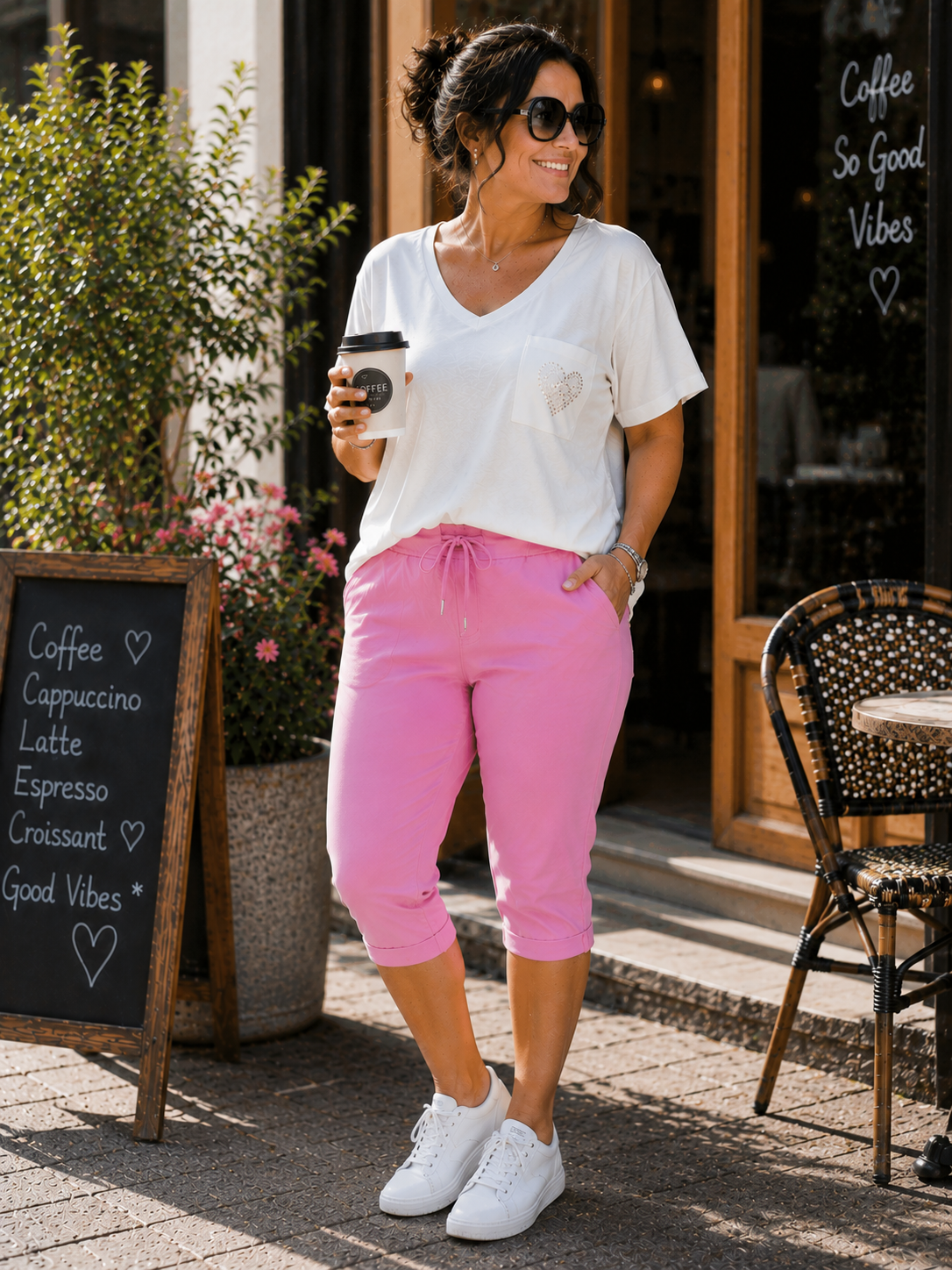 🌸✨ Capri Jogpant mit Gesäßtaschen – 2 traumhafte Farben – Gr. 44–48 ✨🌸
