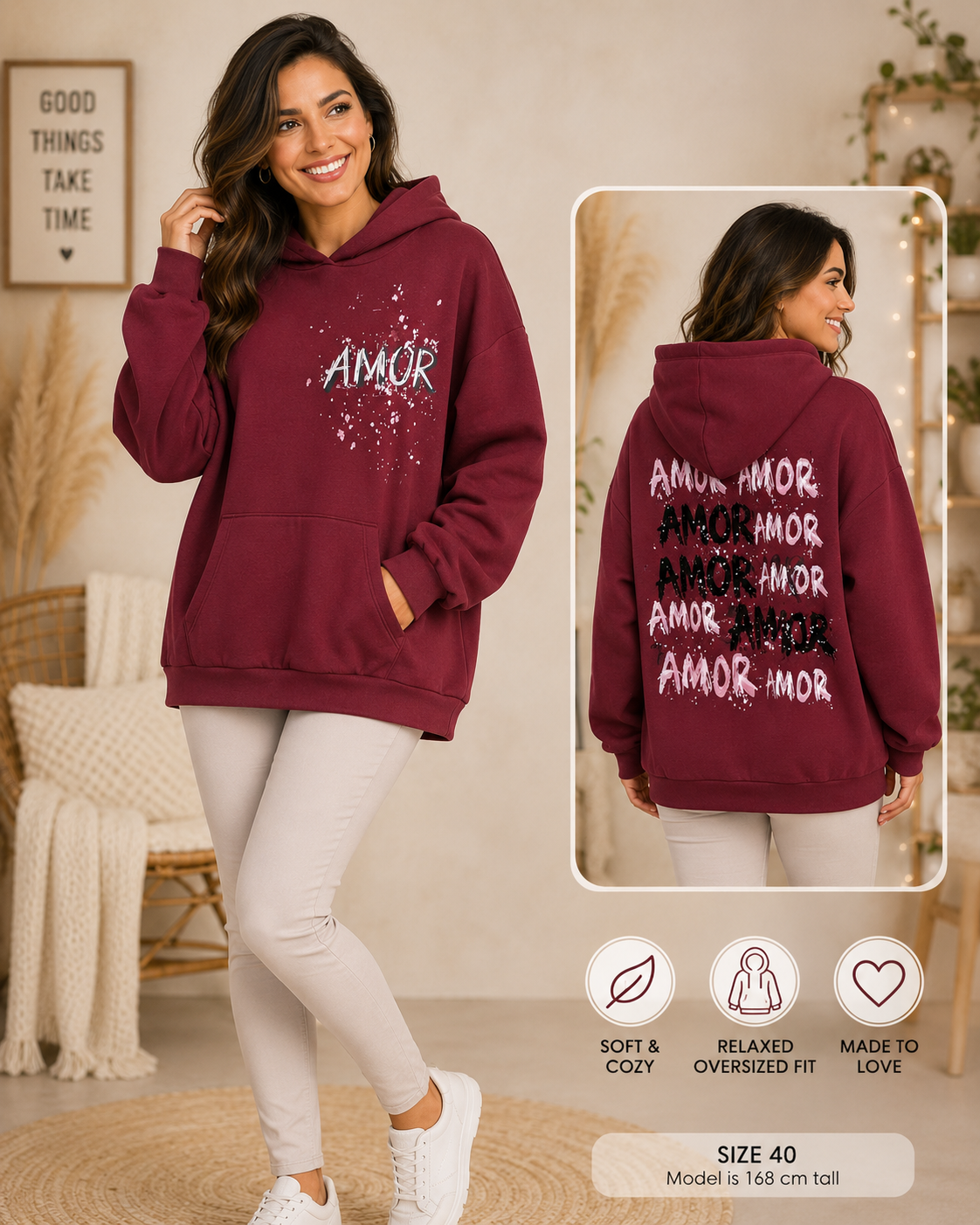 💖 AMOR Hoodie – 2 Farben – Gr. 38–44 💖